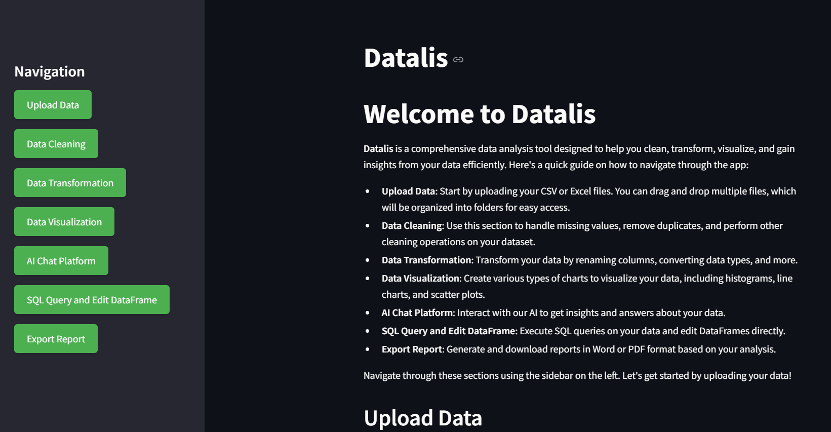 Datalis dashboard